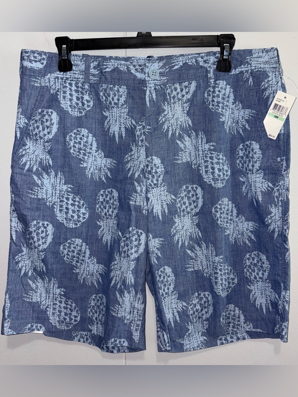 IZOD Saltwater Pineapple Print Shorts Mens 34 Estate Blue NWT